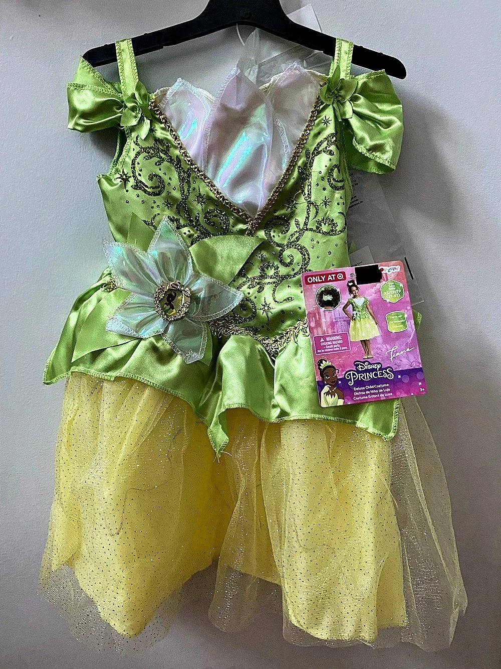 Disney Tiana Princess Light-Up Costume Green & Yellow Girls 3T-4T